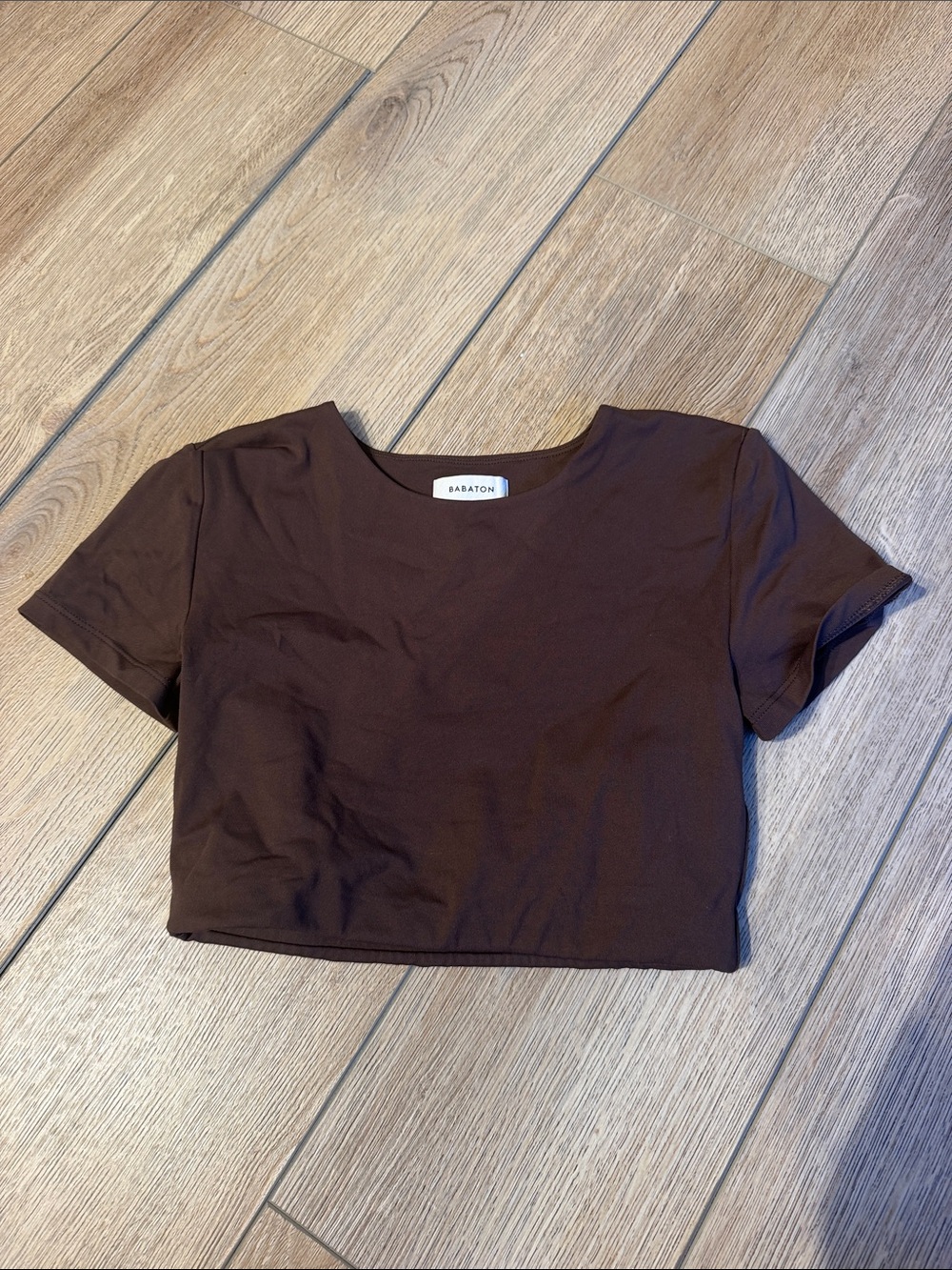 Aritzia Babaton Chocolate Brown Cropped Tee